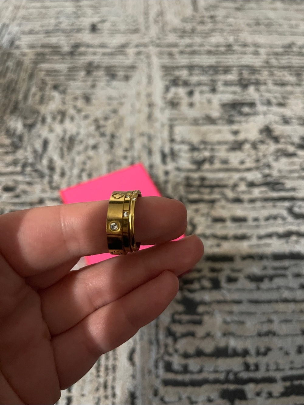 Source Unknown Gold Tone Stackable Ring Set with Clear Stone - Picture 5 of 5